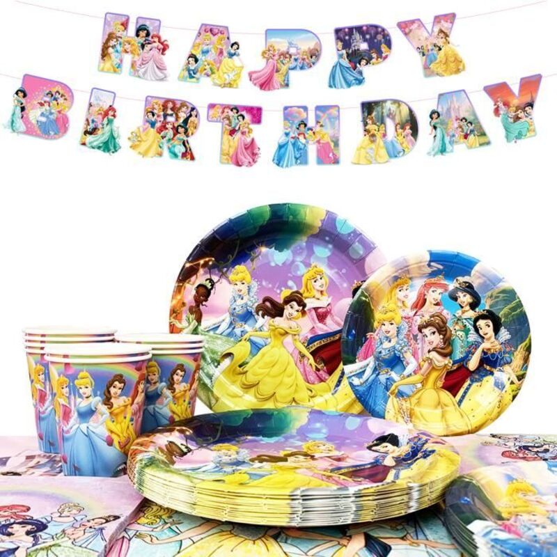 Dekoration Geburtstagsgeschirr Set Prinzessin, Geburtstagsfeier Dekoration Banner, Prinzessin Geschirr