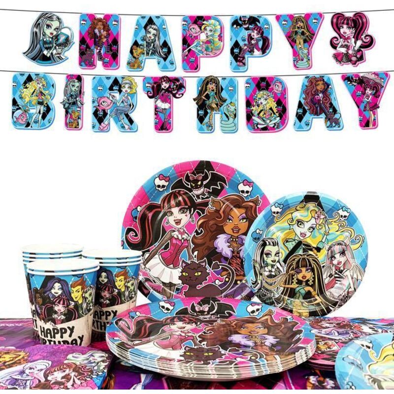 Dekorationsset für Monster High Geburtstag, Monster High Partygeschirr, Set für Partygeschirr