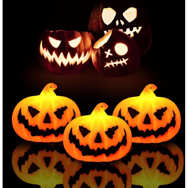 dekorative Halloween-Kerzen für die Heimdekoration, Mini-flammenlose Kürbislaternen, perfekt für Halloween-Partyartikel, Geschenke, Tischdekorationen