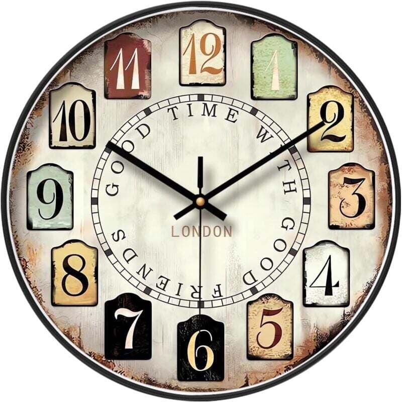Dekorative Vintage-Wanduhr mit großen arabischen Ziffern, klassische Retro-Wanduhr, Wanduhr für Wohn- und Schlafzimmer XXW