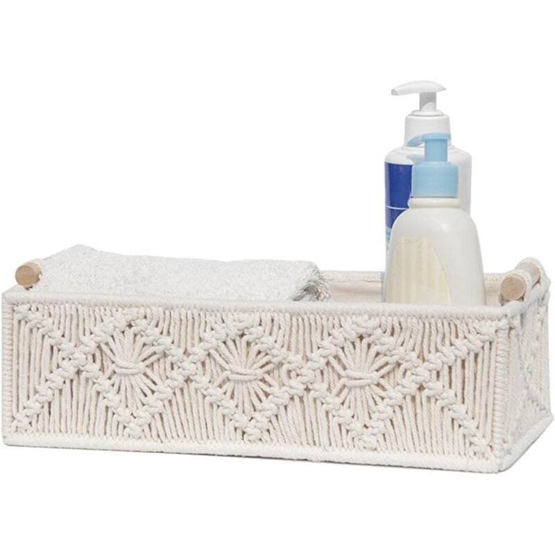 Alovez - Dekorativer Aufbewahrungskorb mit Pom Pom - Bohemian-Stil - Dekorativer gewebter Arbeitsplattenkorb