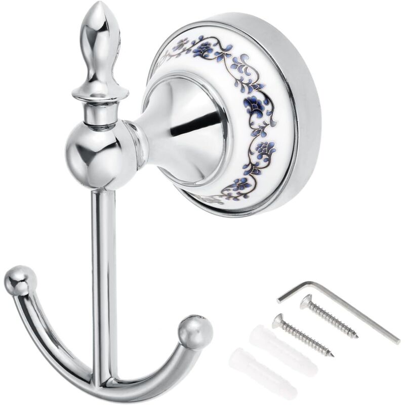 Dekorativer Haken aus Zinklegierung und Keramik, Handtuchhaken im nostalgischen Retro-Stil, Keramik-Handtuchhaken im Landhausstil fürs Badezimmer