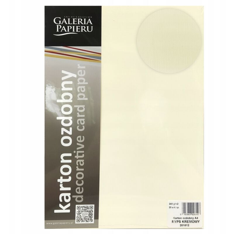 Dekorativer Karton Creme Brutto (20) 240g. 8143
