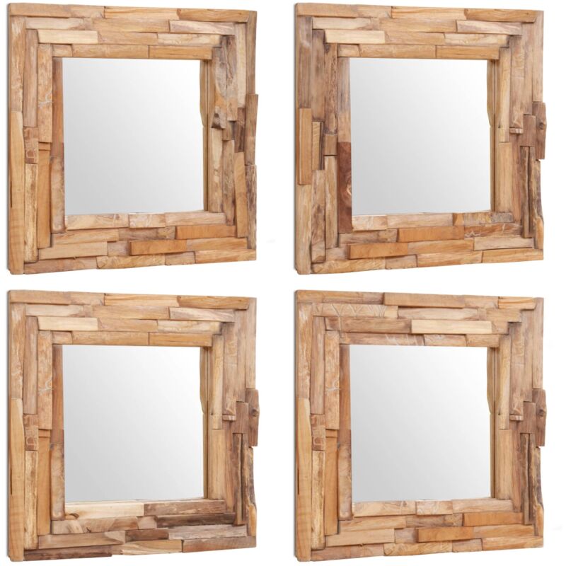Dekorativer Spiegel Teak 60 x 60 cm Quadratisch - Teekholzspeigel - Wandspiegel - Quadratischer Spiegel - Dekorativer Spiegel - Wohnzimmerdeko - Home