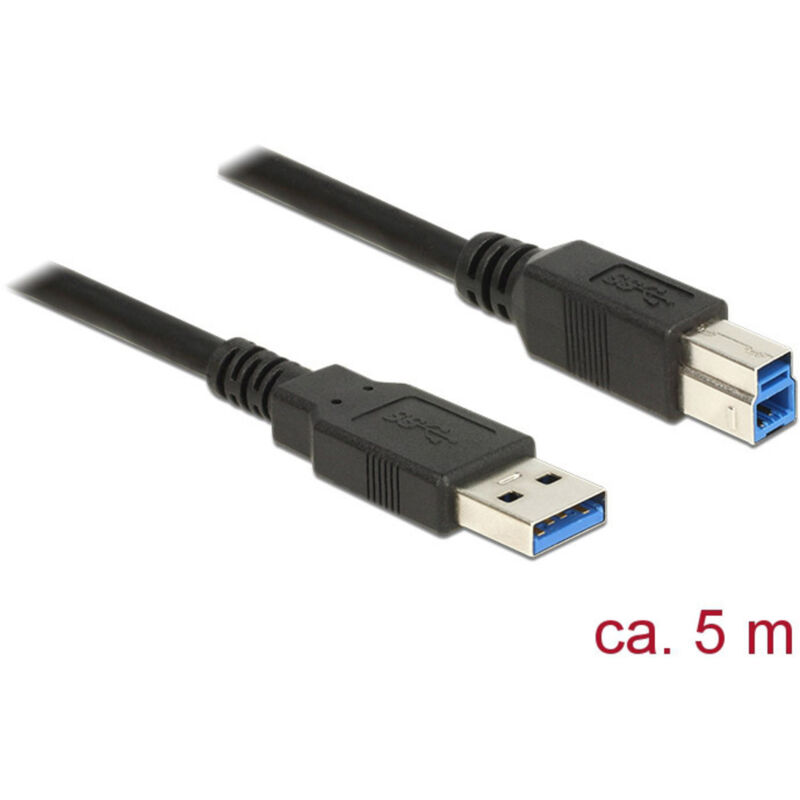 USB-Kabel usb 3.2 Gen1 (usb 3.0 / usb 3.1 Gen1) usb-a Stecker, usb-b Stecker 5.00 m Schwarz v - Delock