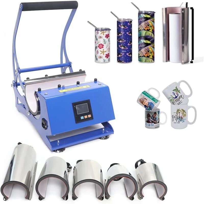 Sublimationspresse für Tassen 600 w - 500 °c Heißpresse mit 6 Untersetzern Transferpresse für Tassen Multifunktionaler Sublimationsdrucker