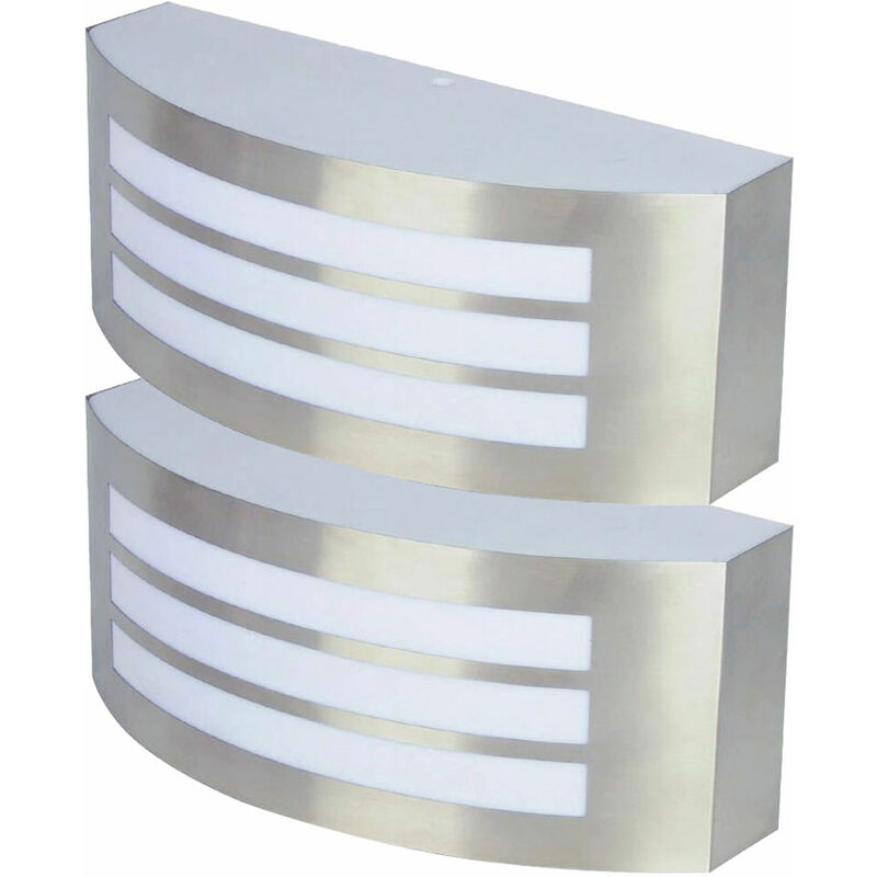 2er Set Wand Strahler Edelstahl Garten Haus Eingangs Lampen IP44 E27 Leuchten