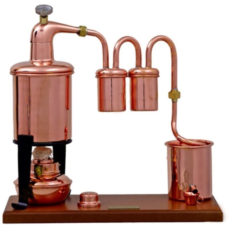 Destille, Destilliergerät, Destillationsapparatur - Alembic Rum Type Premium, mit Spiritusbrenner und Thermometer, 0,7L