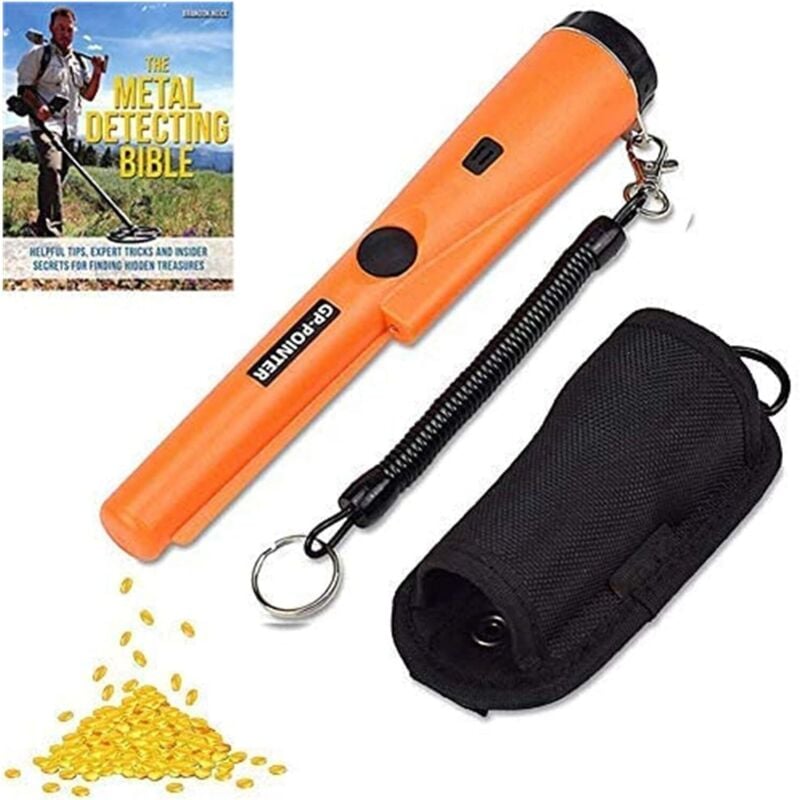 Dinfu Hochempfindlicher, wasserdichter Hand-Pinpointer-Metalldetektor mit integrierter LED-Anzeige für Kinder und Anfänger