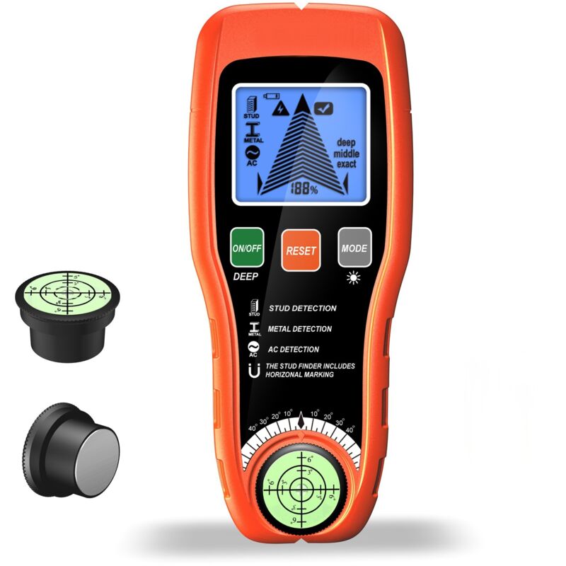 Wandständerdetektor mit Prozent- und Intensitätsanzeige, 6-in-1-Metalldetektor und Elektrokabeldetektor