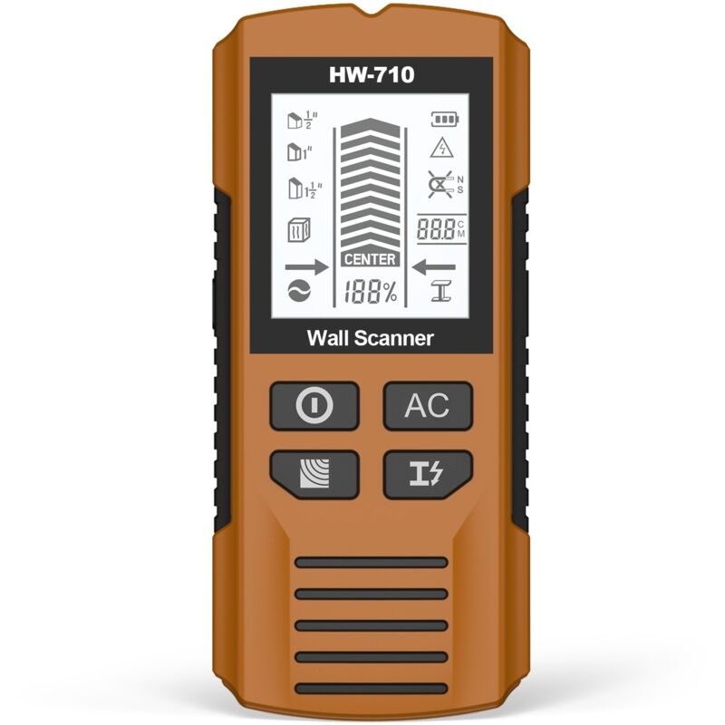 5-in-1 Wanddetektor, Ständer- und Dübeldetektor, Messinstrument, wandmontierter Metalldetektor (gelb)