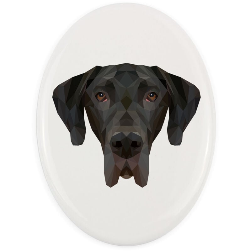 Deutsche Dogge I - Teller mit Foto und geometrischer Aufschrift von Art-Dog