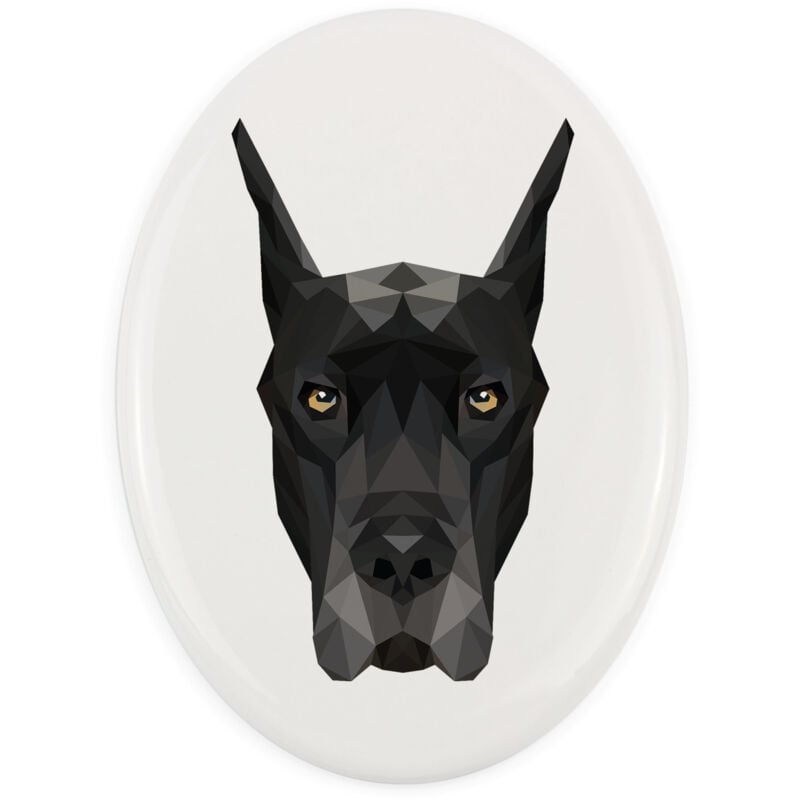 Deutsche Dogge - Teller mit Foto und geometrischer Aufschrift von Art-Dog