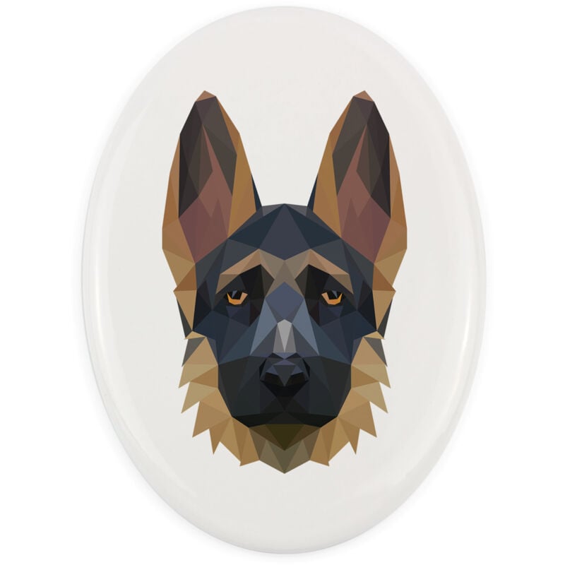 Deutscher Schäferhund, Elsässer I - ein Schild mit Foto und geometrischer Aufschrift von Art-Dog