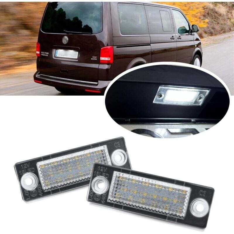 Deux feux de plaque d'immatriculation à LED adaptés aux bus Volkswagen, Multivans, Transporter T5 T6, Caddy MK3 MK4, Golf Plus, Passat B5 B6, Jetta
