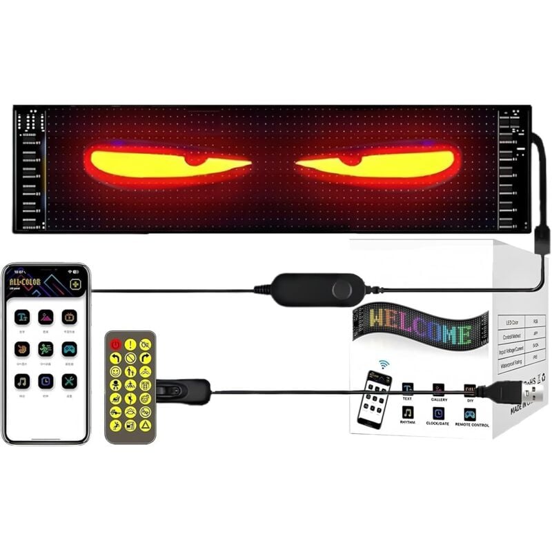 Devil Eyes Light for Cars Led Augen für LKW, LED Augen für Auto, Anzeige Programmierbar LED mit APP-Steuerung und Fernbedienung, für Text, Auto,LKW,
