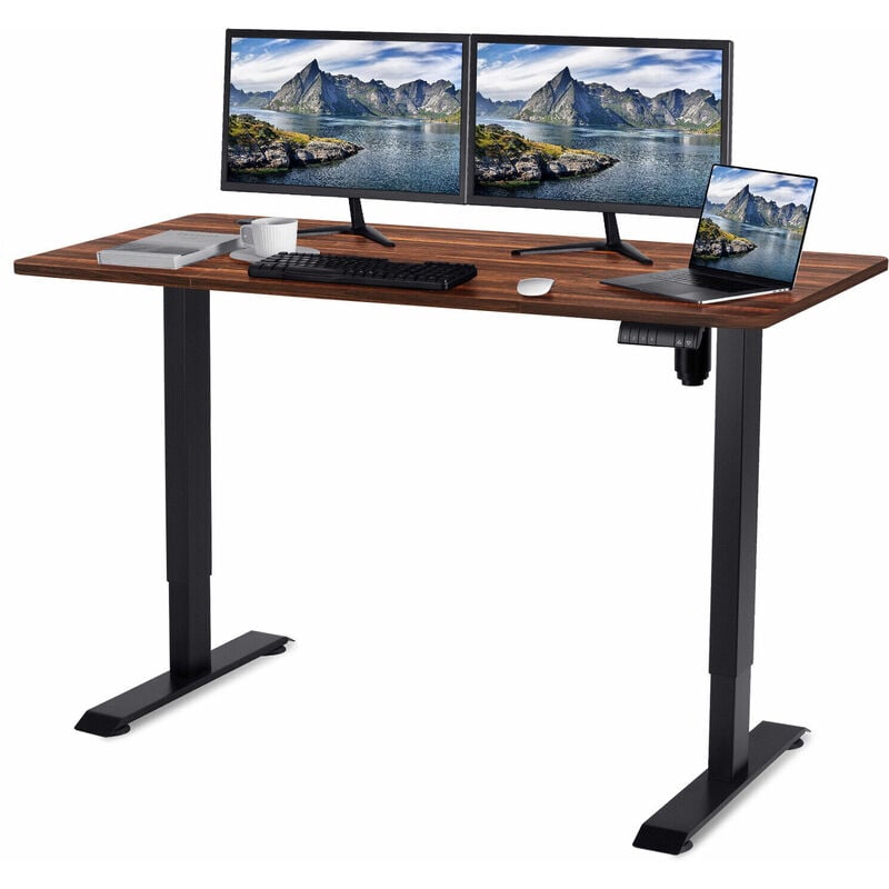 Devoko - Höhenverstellbarer Schreibtisch (160x80 cm) - Schreibtisch Höhenverstellbar Elektrisch Touchscreen,Spleißbrett,Schwarze - geflammten