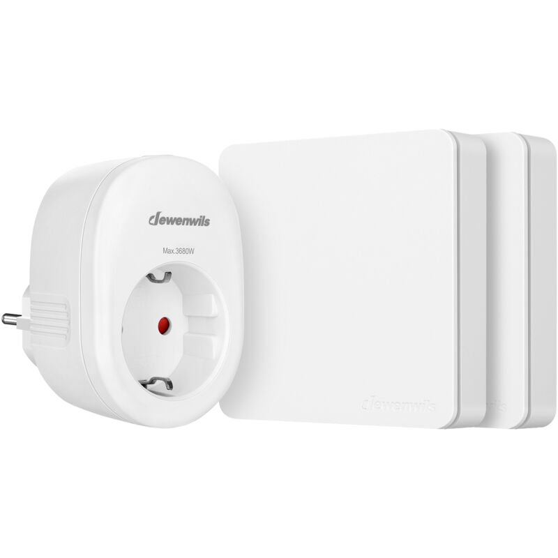 DEWENWILS Funksteckdosen mit Fernbedienung, 16A 3680W, 30M Reichweite, 2 Wandschalter, Plug-In Ein/Aus Funk-Wandschalter, Erweiterbarer Lichtschalter