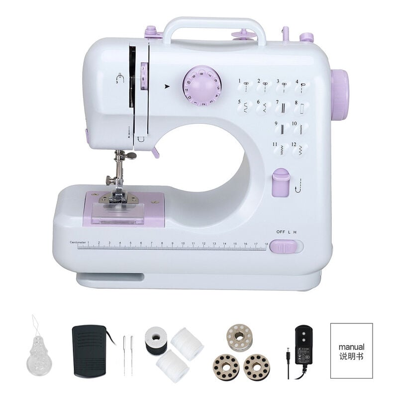 505A 12 Stiche elektrische Nähmaschine Mini Haushalts-Doppelfaden-Nähmaschine eu 220 v - Dewin