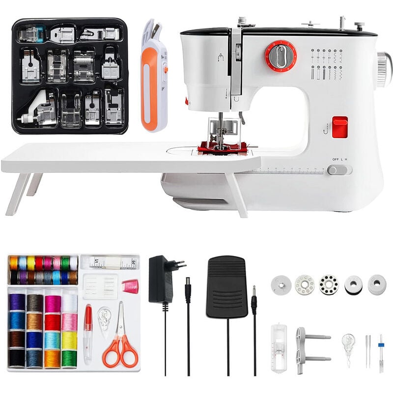 Elektrische Nähmaschine 12 Stiche Mini-Doppelfaden-Nähmaschine mit Verlängerungstisch eu - Dewin
