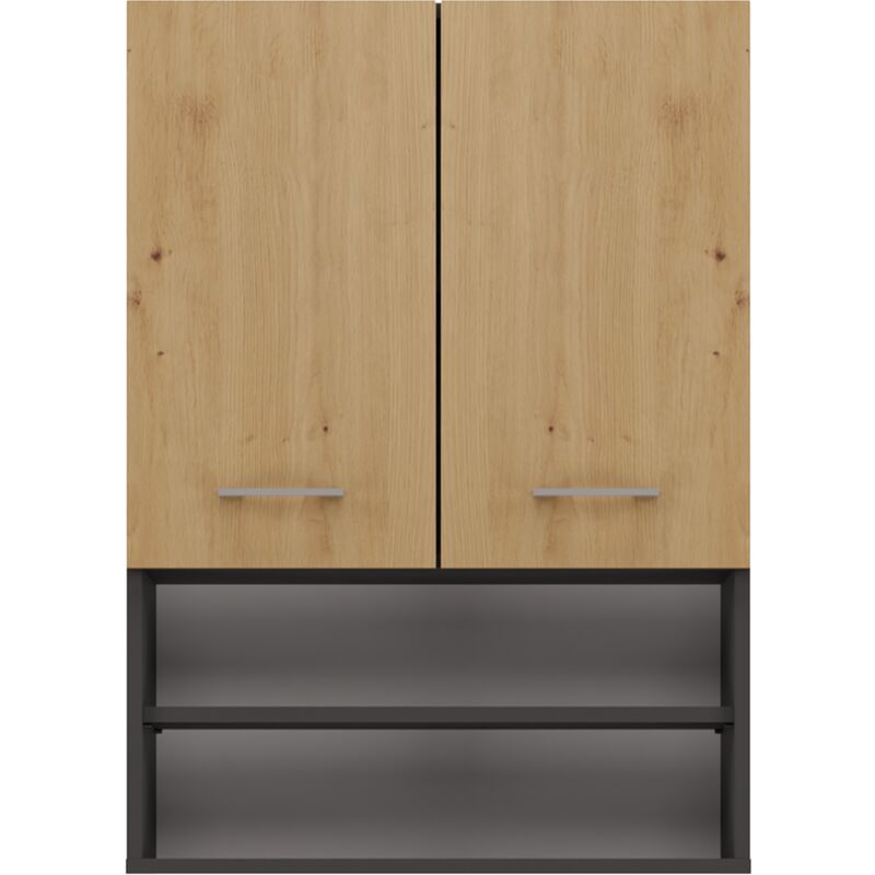 Cdf Waschmaschinenschrank Pola Mini dk Farbe: Anthrazit - Eiche Artisan Moderner Schrank über der Waschmaschine Ablagefläche Geräumige Einlegeböden