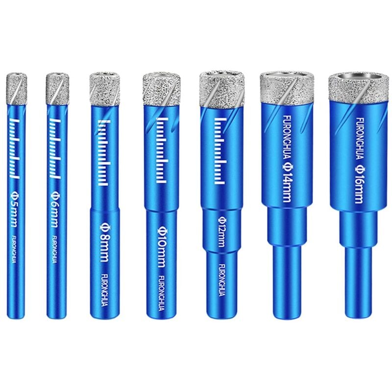 Diamantbohrer-Set, 7-teiliges Set für Fliesen, Metallbohrer, 5/6/8/10/12/14/16 mm – für Keramikfliesen, Feinsteinzeug, Fliesen, Glas und Stein