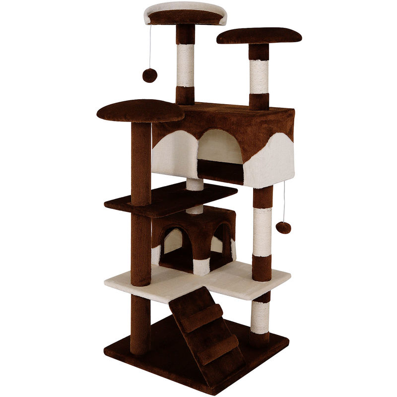 Dibea - lionto Kratzbaum Kletterbaum Katzenkratzbaum Katzenbaum Höhe 130 cm braun/beige