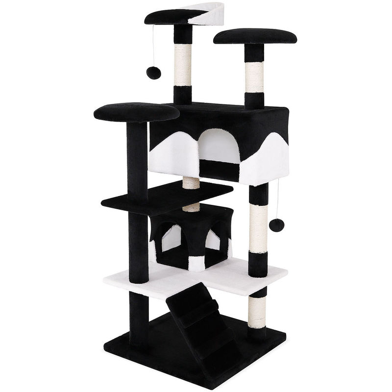 lionto Kratzbaum Kletterbaum Katzenkratzbaum Katzenbaum Höhe 130 cm schwarz/weiß