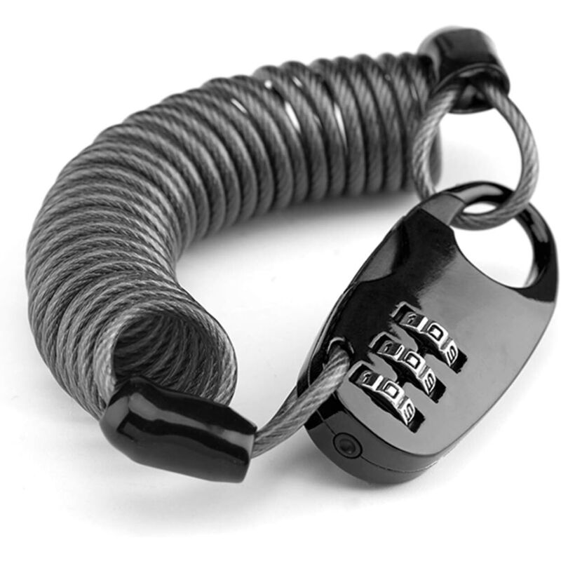 Diebstahlsicheres Zahlenschloss für Helme mit 3-stelligem Code, 90 cm langem Kabel, Weiß, Schwarz, Rot, Grün