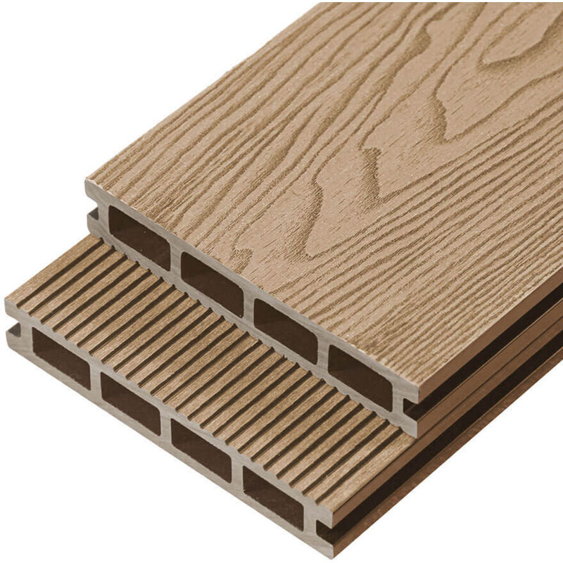 Home Deluxe - WPC Terrassendielen SAMANA PREMIUM - Teak, 2 m² - Inkl. Unterkonstruktion und kompl. Zubehör I Terrassenboden Poolumrandung Balkonbelag
