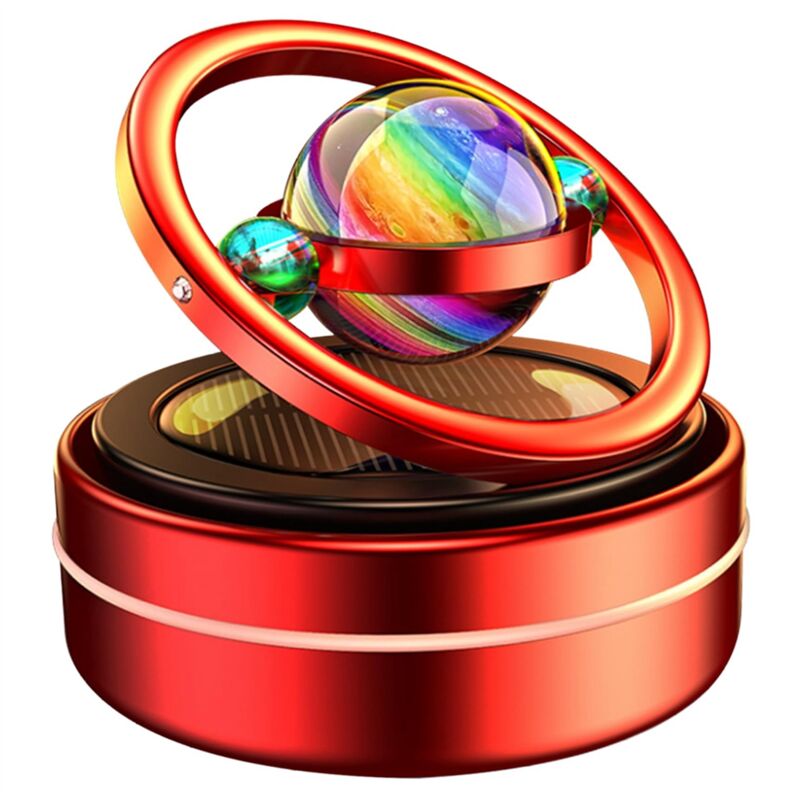 Tlily - Solar Rotating Aromatherapie Auto Diffusor Dashboard Ornamente Solar Auto Lufterfrischer Auto Spin Auto Luftreiniger Rot