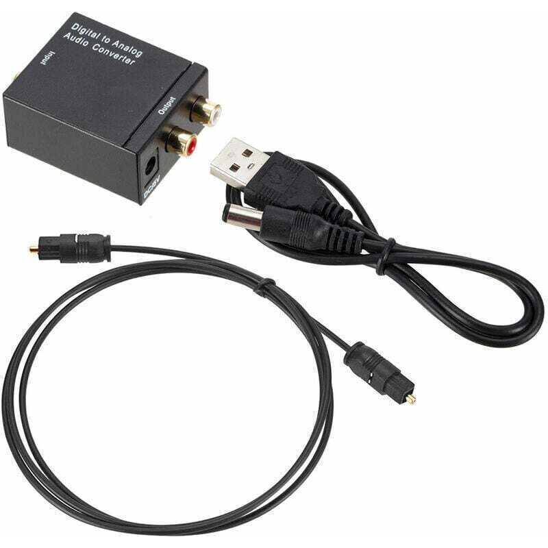 Digital-Analog-Audio-Wandler, optischer Audio-zu-Cinch-Audio-Umschalter, Toslink-Koaxial-AV-Umschaltbox, Schwarz, thsinde