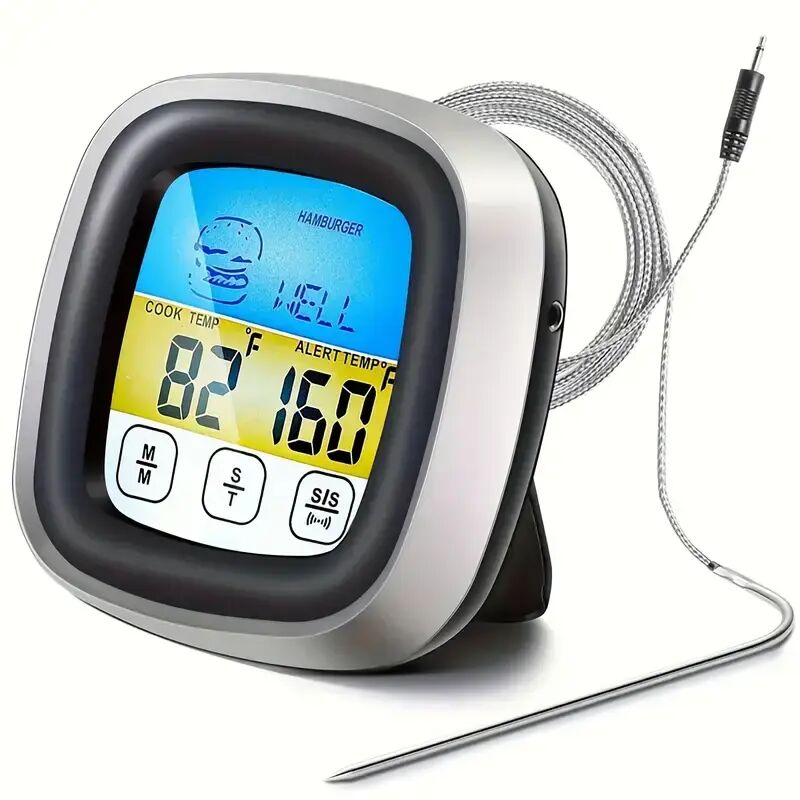 Digitale Kochsonde mit Farb-Touchscreen-Timer zum Grillen und Kochen präzises Thermometer für Fleisch und Süßigkeiten
