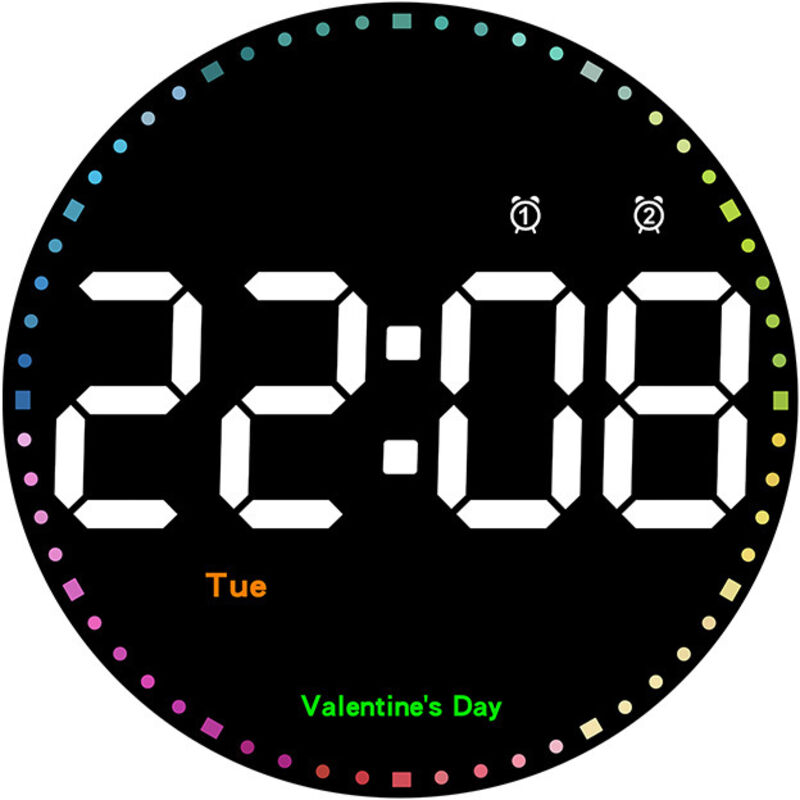 Digitale Wanduhr (25 cm) – Große LED-Wanduhr – Moderne Wanduhr mit Timer – Anzeige der Tagestemperatur und 2 Alarme