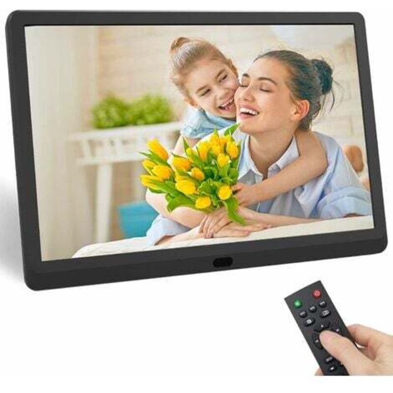 Digitaler Bilderrahmen (10 Zoll), 1920 x 1080 Rokurokuroku IPS-Bildschirm, mit Foto-/Musik-/Videoplayer, Uhr und Kalender, USB- und