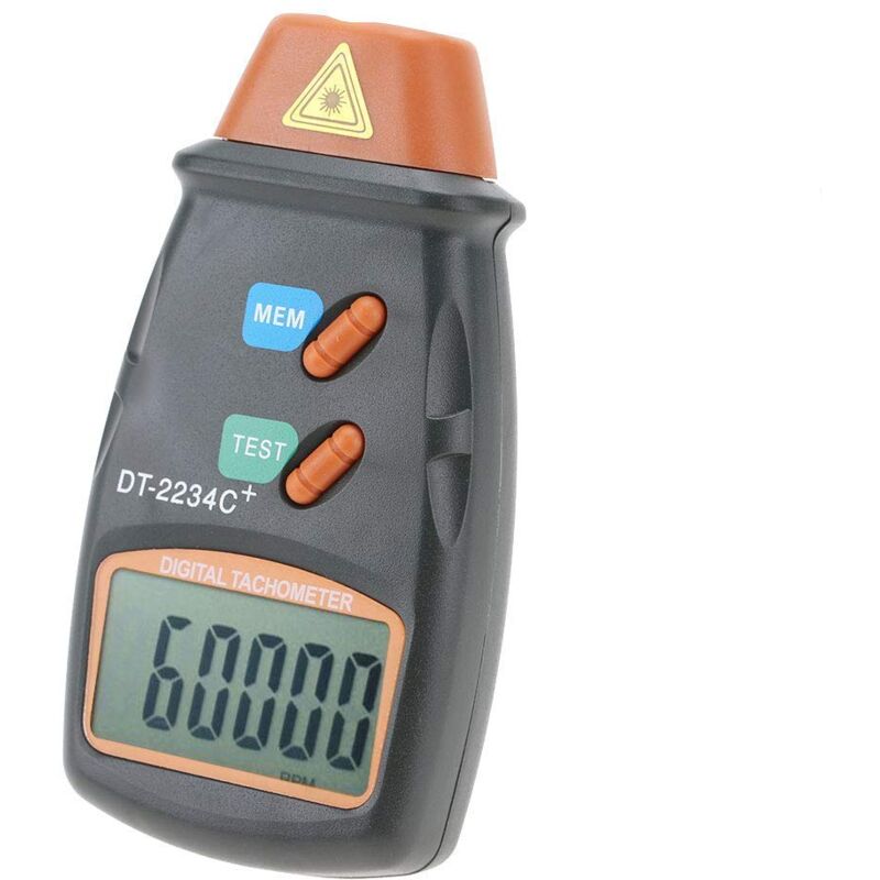 Ersandy - Digitaler Drehzahlmesser, DT-2234C + berührungsloser LCD-Foto-Drehzahlmesser, Mini-Drehzahlmesser, Drehzahlmesserbereich 2,5 U/min–99,999