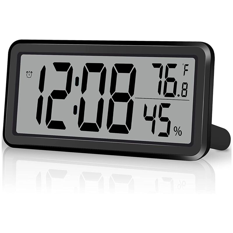 Digitaler Uhr, Schreibtisch Batterie Betriebene Elektronische lcd Uhr Dekorationen für Schlafzimmer KüChe BüRo - Schwarz