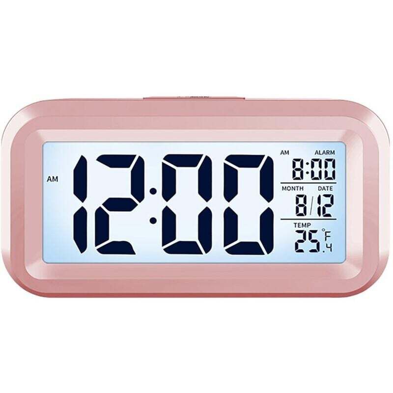 Digitaler Wecker mit großem LCD-Display – Kalender, Temperaturanzeige, 12/24-Stunden-Anzeige, Nachtlicht, Schlummerfunktion – Kompakt, leise, tragbar