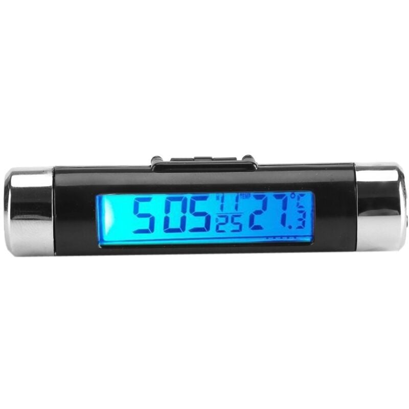 Digitales Clip-on-Auto-Uhr-Thermometer Temperaturmessgerät Kfz-Anzeige Mini-Uhr-Monitor mit LCD-Display-Hintergrundbeleuchtung für Pkw (blaue
