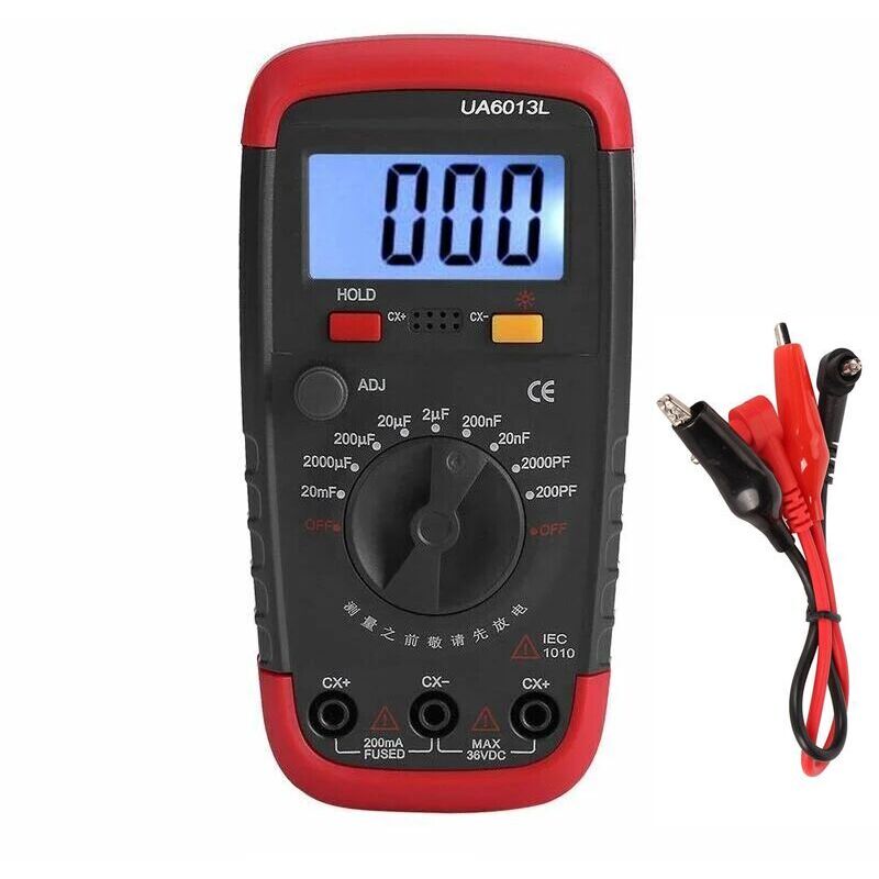 Digitales Kapazitätsmessgerät, professioneller Kapazitätstester 0,1 pF – 20.000 µF, mit hintergrundbeleuchtetem LCD-Display, maximale Zählrate 1.999