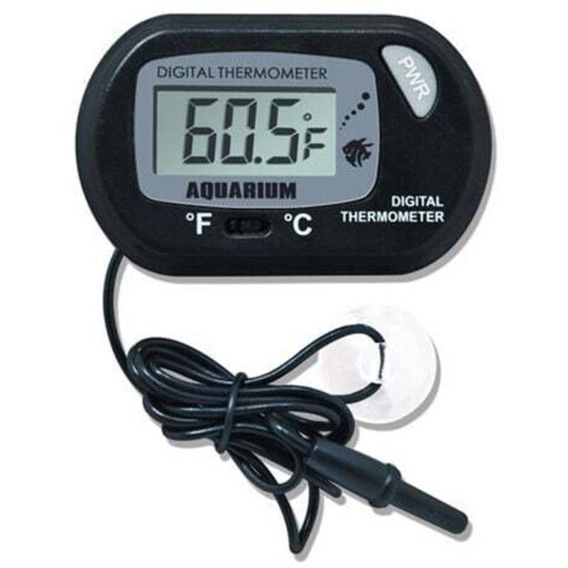 SNQ - Digitales LCD-Aquariumthermometer mit Saugnäpfen und wasserdichter Sonde für Aquarien, Vivarium, Reptilien-Terrarium (2 Stück, schwarz)