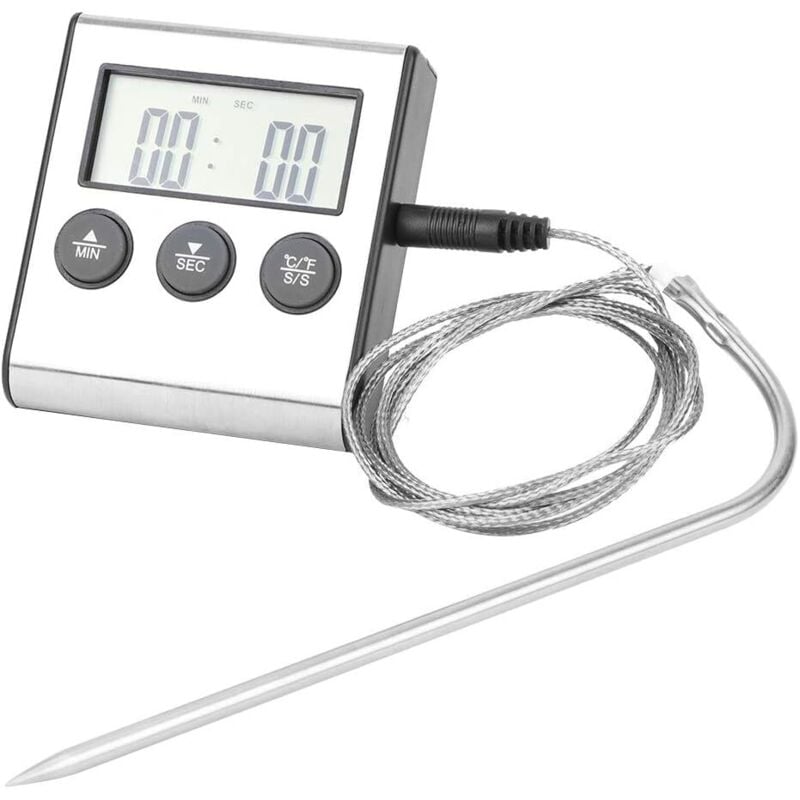 Digitales Multifunktionsthermometer mit beleuchtetem LCD-Display zum Kochen und Grillen von Speisen, z. B. zum Backen von Süßigkeiten.