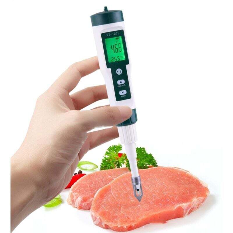 Digitales pH-Meter für Lebensmittel: Präziser pH-Tester für Wasser, Käse, Sauerteig, Konfitüren, Fleisch und feste Proben Tragbarer pH-Tester für
