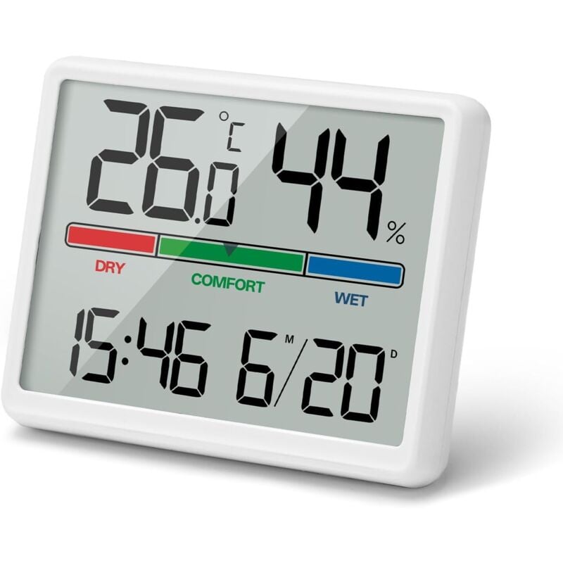 Digitales Thermometer und Hygrometer für den Innenbereich, großes LCD-Display, tragbar, Min-/Max-Speicherung, geeignet für Zuhause, Terrarium,