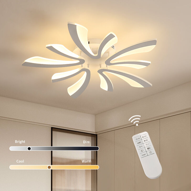 GOECO Dimmbare LED-Deckenleuchte, Wohnzimmer-Deckenleuchte mit Fernbedienung, 48W 4500LM 3000K-6000K Ø 71cm Deckenlampe für Schlafzimmer Esszimmer