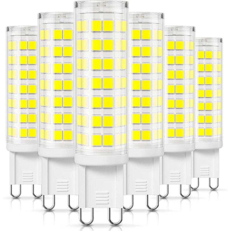 Dimmbare LED-Lampe, kaltweiß 5000 K, 5 W ersetzt 50 W Halogenlampe, G9 220 V Lampe, ideal für Badezimmer, Pendelleuchte, 6er-Pack.