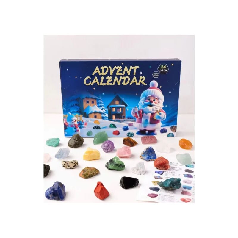 Mediawave Store - Adventskalender 2024 – 24 Tage, Kristall-Weihnachts-Countdown-Kalender, Edelsteine, natürliche Mineralien und Steine und