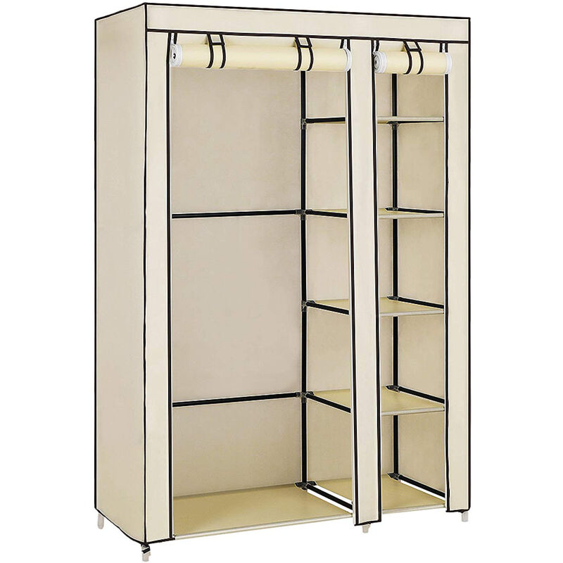 Skecten - Kleiderschrank Stoffschrank Steck Kleider Schrank Regal Kleiderstange Garderobe Beige 110×45×175cm