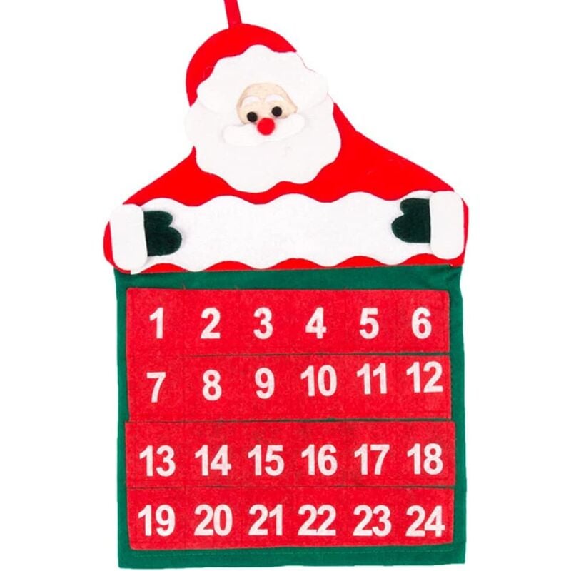 Ersandy - DIY-Kalender, Adventskalender-Set, Filzstoff, Countdown-Baum mit 24 Spielzeugtaschen für Weihnachtsdekorationen, Hängedekorationen