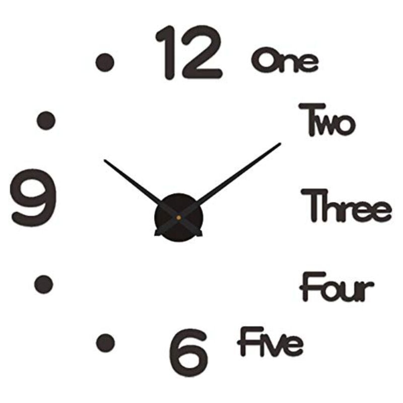 Mumu - DIY-Wanduhr, Größe: 30 cm, moderne Mode-Wanduhr, rahmenlose Wanduhr, 3D-Spiegelaufkleber, Heimdekoration, stumme Wanduhr (schwarz)